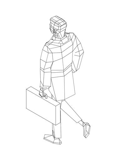 Block with person in 3D - man, 1.