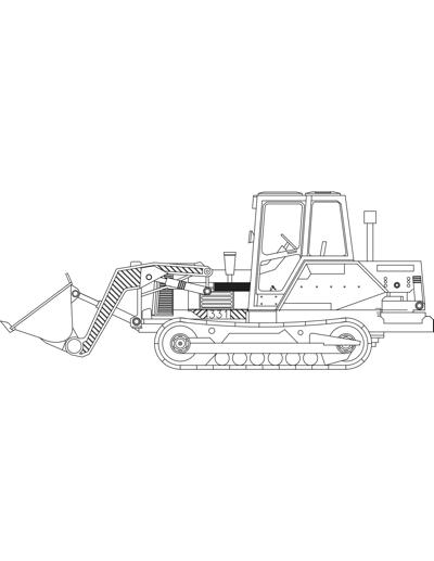 Trator agrícola em vistas., - Detalhes do Bloco DWG