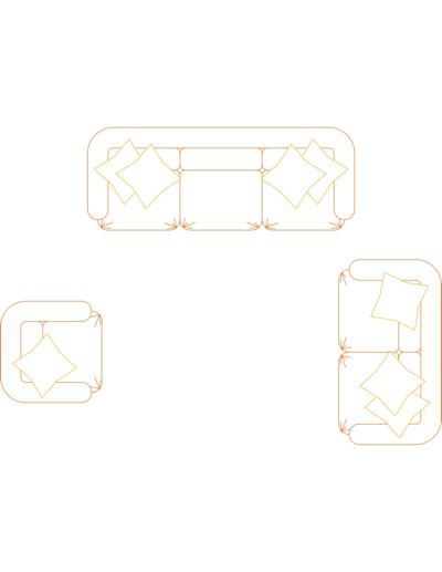 Sofás e poltronas para estar / living e salas de espera, em planta., -  Detalhes do Bloco DWG