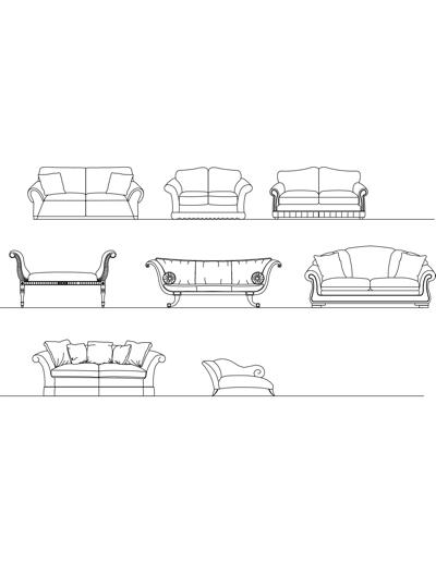 Conjunto de sofás DWG ✓ Faça o download do modelo de blocos do AutoCAD.